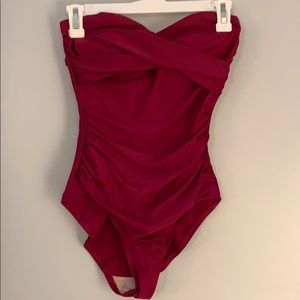 Ruched one piece bathing suit